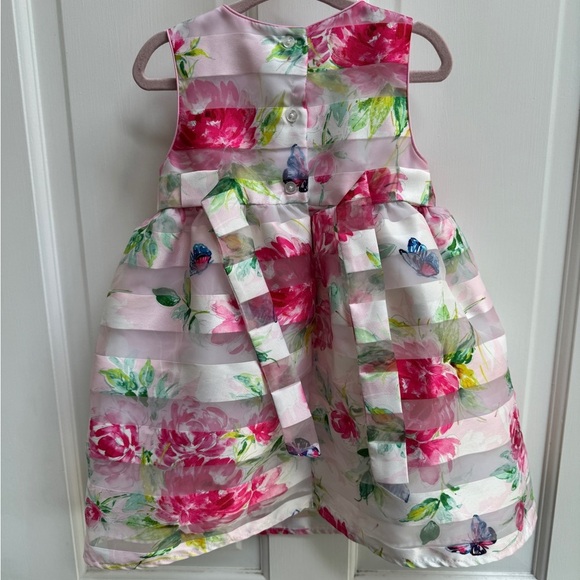 NWOT Wonder Nation 3T Girls Pink and White Floral Stripe Sleeveless Formal Dress - Picture 4 of 4